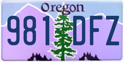 OR license plate 981DFZ