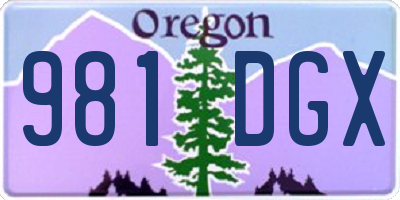 OR license plate 981DGX