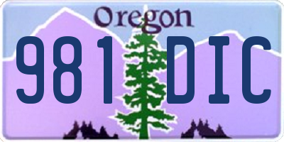 OR license plate 981DIC