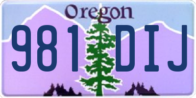 OR license plate 981DIJ