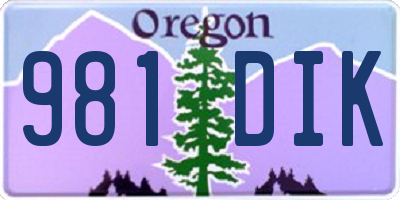 OR license plate 981DIK