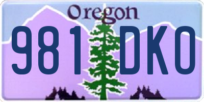 OR license plate 981DKO