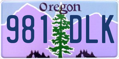 OR license plate 981DLK