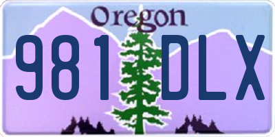 OR license plate 981DLX