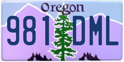 OR license plate 981DML