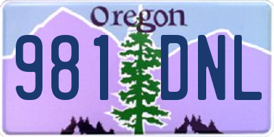 OR license plate 981DNL