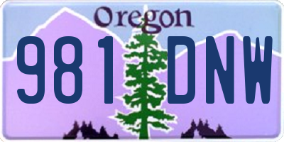 OR license plate 981DNW