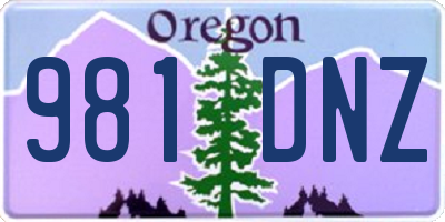 OR license plate 981DNZ
