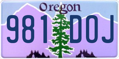 OR license plate 981DOJ