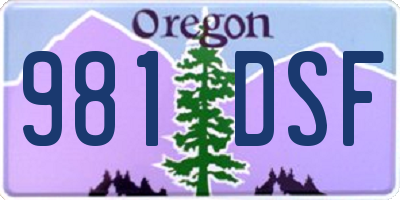 OR license plate 981DSF