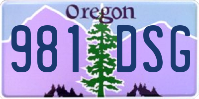 OR license plate 981DSG