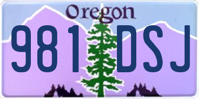 OR license plate 981DSJ