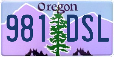 OR license plate 981DSL