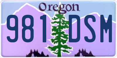 OR license plate 981DSM