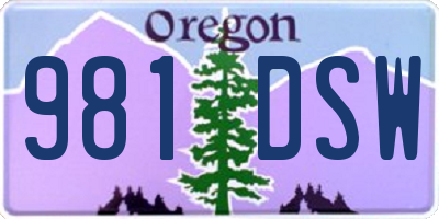 OR license plate 981DSW