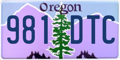 OR license plate 981DTC