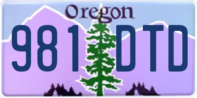 OR license plate 981DTD