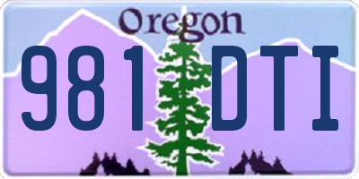 OR license plate 981DTI