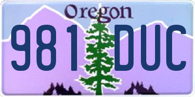 OR license plate 981DUC