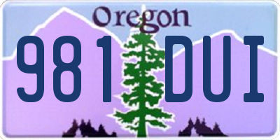 OR license plate 981DUI