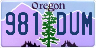 OR license plate 981DUM