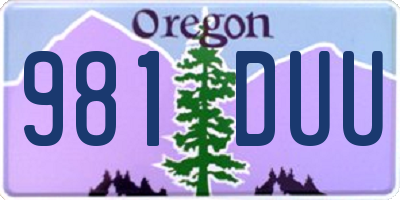 OR license plate 981DUU