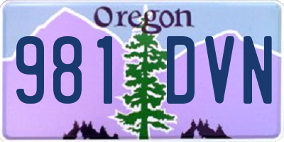 OR license plate 981DVN