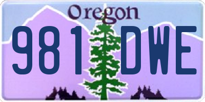 OR license plate 981DWE