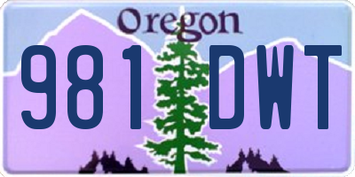 OR license plate 981DWT