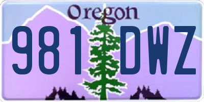 OR license plate 981DWZ
