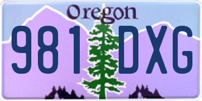 OR license plate 981DXG