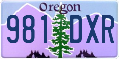 OR license plate 981DXR