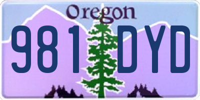 OR license plate 981DYD