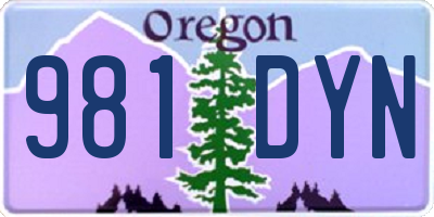 OR license plate 981DYN