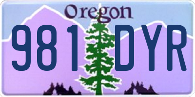 OR license plate 981DYR