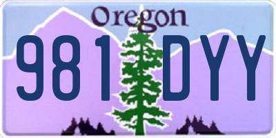 OR license plate 981DYY