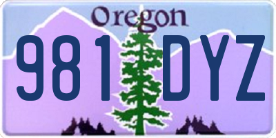 OR license plate 981DYZ