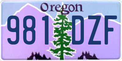 OR license plate 981DZF