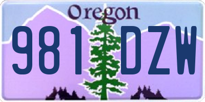 OR license plate 981DZW