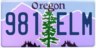 OR license plate 981ELM