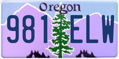 OR license plate 981ELW