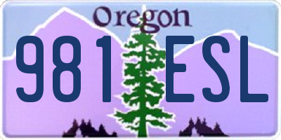 OR license plate 981ESL