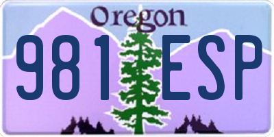 OR license plate 981ESP