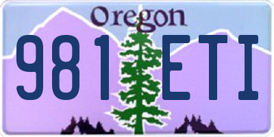 OR license plate 981ETI