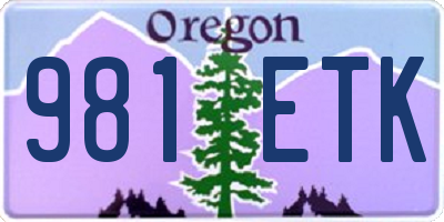 OR license plate 981ETK