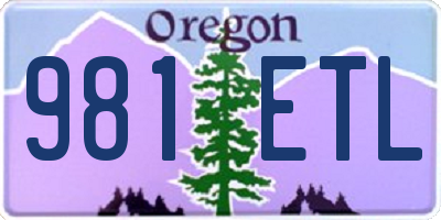 OR license plate 981ETL