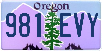 OR license plate 981EVY