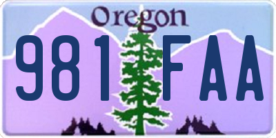 OR license plate 981FAA