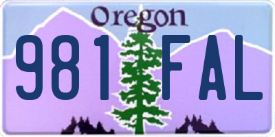 OR license plate 981FAL