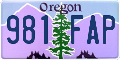 OR license plate 981FAP